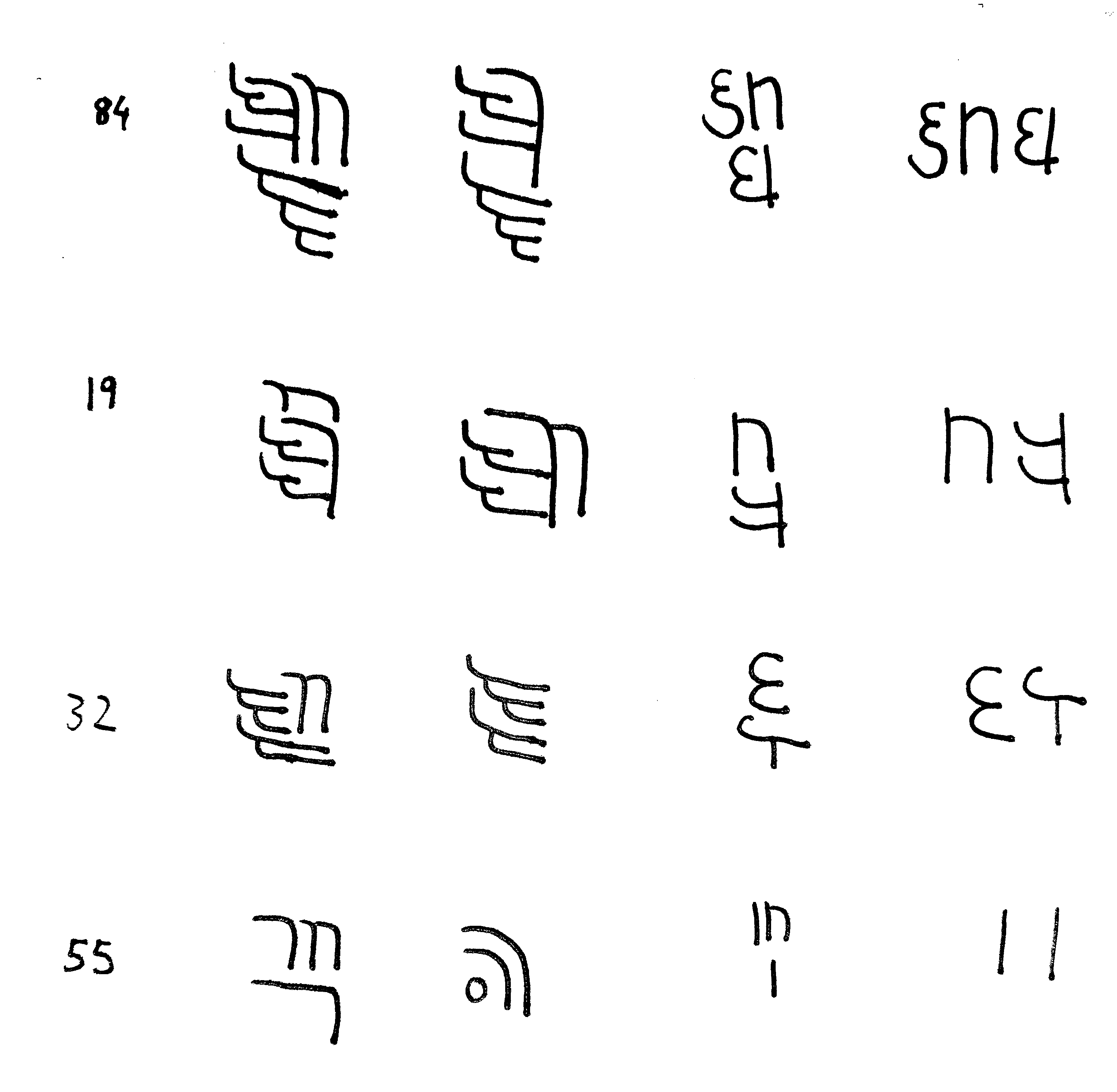 Some examples of numbers written in demotic Pjaggbah and Religious