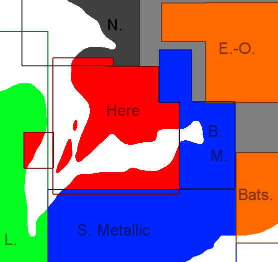 Sketch map of the distribution of the families around Here